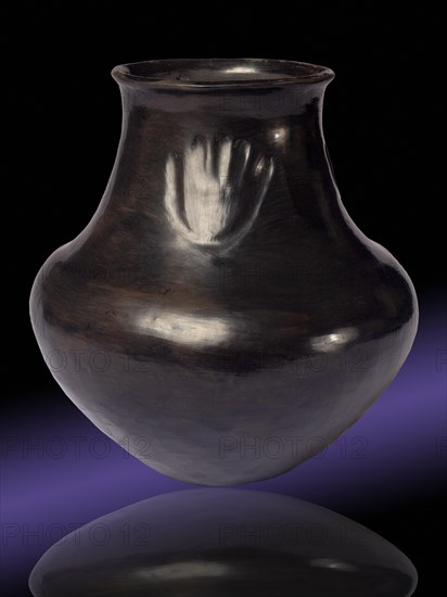 Blackware Jar with Bear Paw Design