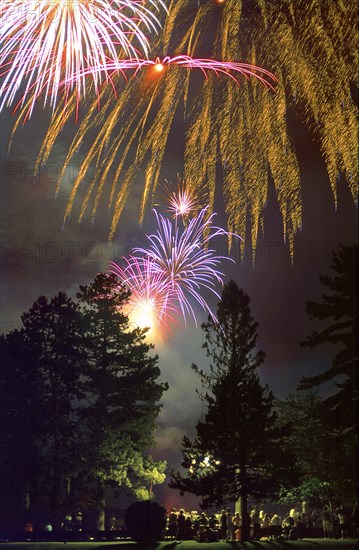 Spectators watching Fireworks on the Fourth of July