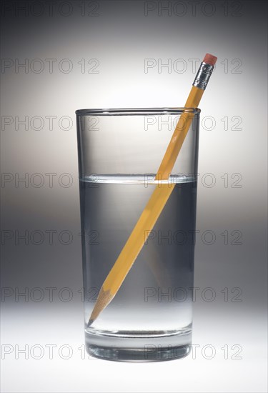 Pencil in Water Showing Refracting Light