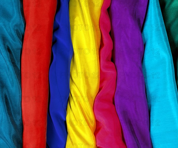 Bolts of Colorful Silk Fabric