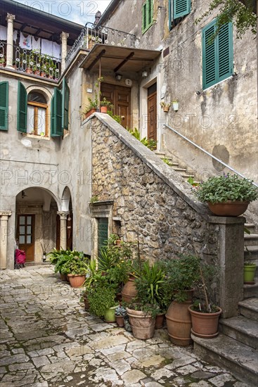 Courtyard with flowerpots