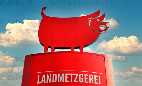 Advertising figure in the shape of a happy pig