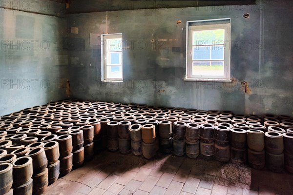 Mortuary with urns in the crematorium