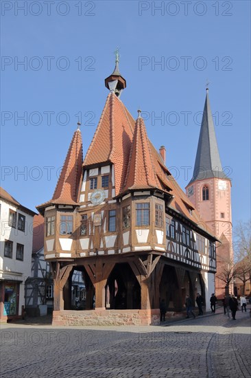 Historic town hall and town church in Michelstadt