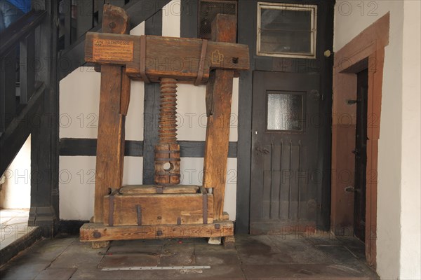 Historic cloth press at the town hall in Michelstadt
