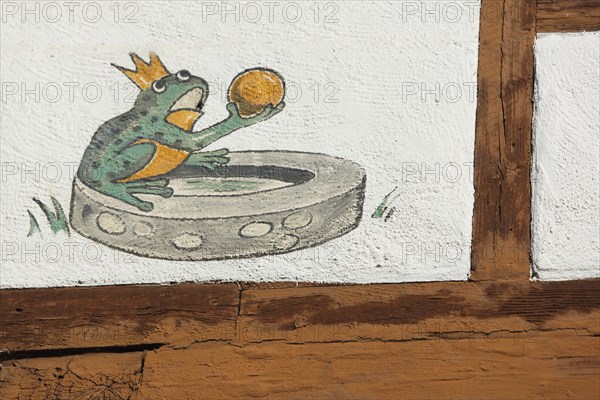 Painting of the Frog King on the half-timbered house in Michelstadt