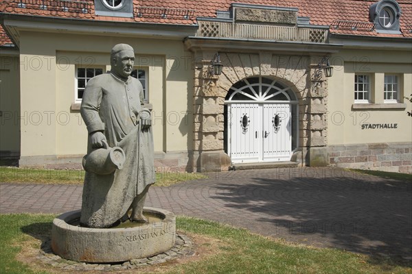 Monument to Sebastian Kneipp in front of the town hall in Gersfeld