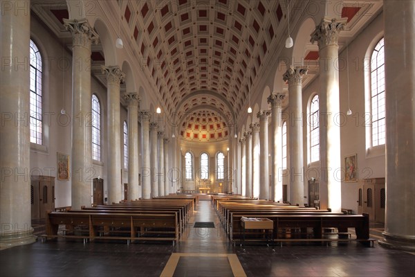 Interior view of the classicist church of St. George in Bensheim