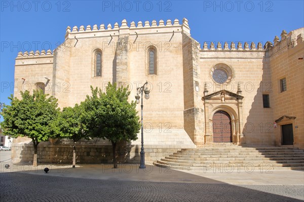 Catedral de San Juan Bautista built 13th century at Plaza de Espana in Badajoz