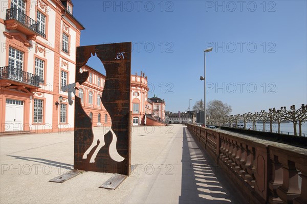 Baroque Biebrich Palace with horse sculpture