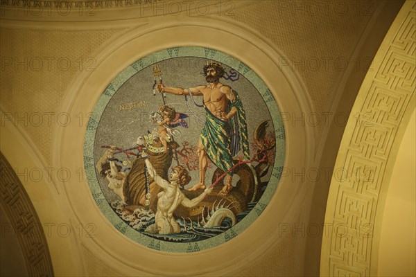 Mosaic medallion with Neptune