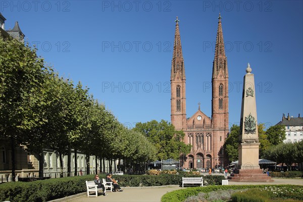 Luisenplatz with Waterloo Obelisk and St. Boniface Church