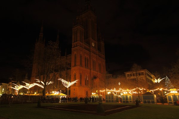 Shooting Star Market at the Market Square with Market Church by Night