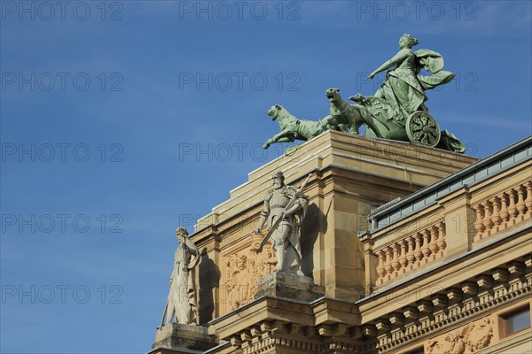 Chariots and figures on the roof of the State Theatre in Wiesbaden