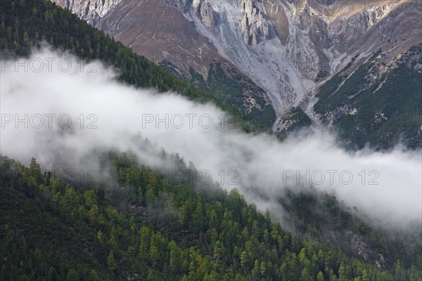 Fog in the mountains at Val Minger