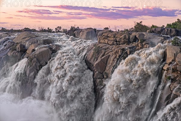 Waterfall on the Orange River in the Augrabies Falls National Park at sunset