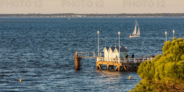 Angler on jetty in Arcachon