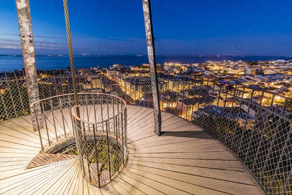 View from the Observatoire Ste-Cecile observation tower over Arcachon and the Bay of Arcachon at night