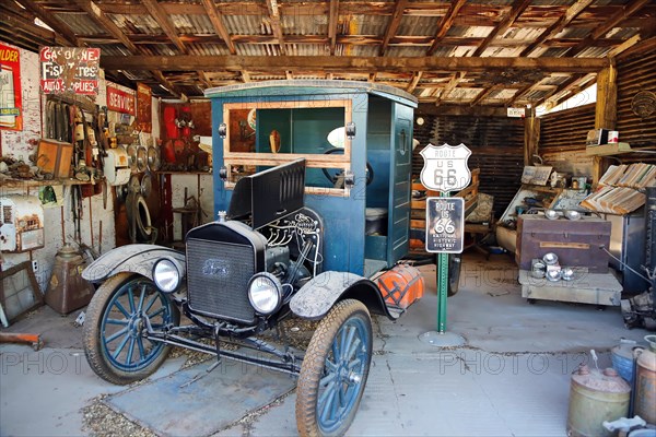 Vintage cars at the Hackberry General Store on historic Route 66. Kingman