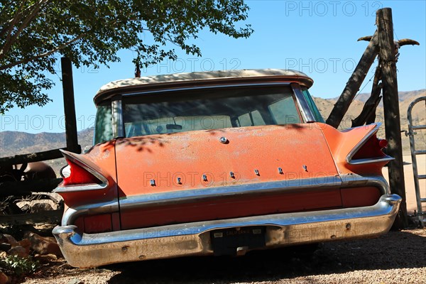 Vintage cars at the Hackberry General Store on historic Route 66. Kingman