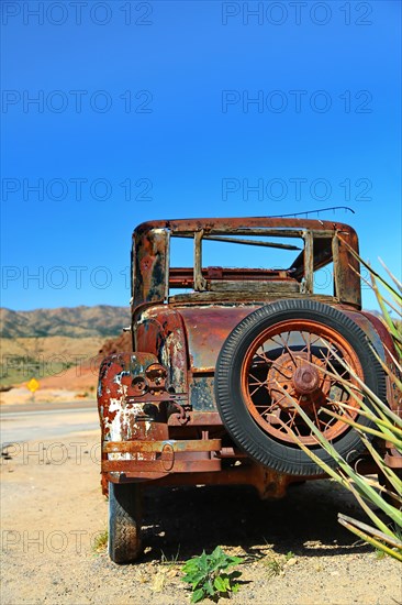 Vintage cars at the Hackberry General Store on historic Route 66. Kingman