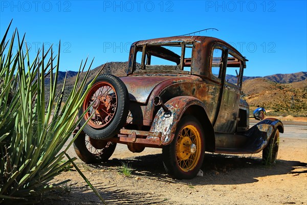 Vintage cars at the Hackberry General Store on historic Route 66. Kingman