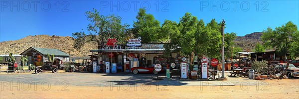 Antique gas station at Hackberry General Store on historic Route 66. Kingman