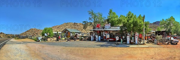 Antique gas station at Hackberry General Store on historic Route 66. Kingman