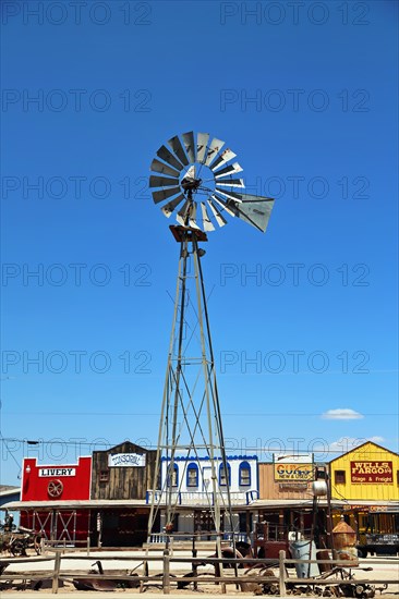 Windmill in Seligman on historic Route 66 in the Wild West. Seligman