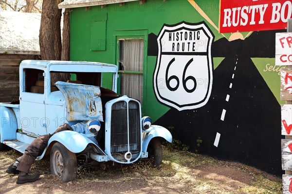 Western town in Seligman on historic Route 66 in the Wild West. Seligman