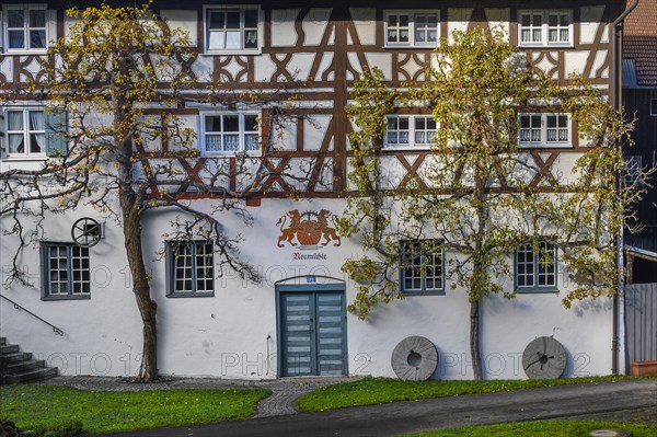 Half-timbered house with espalier trees