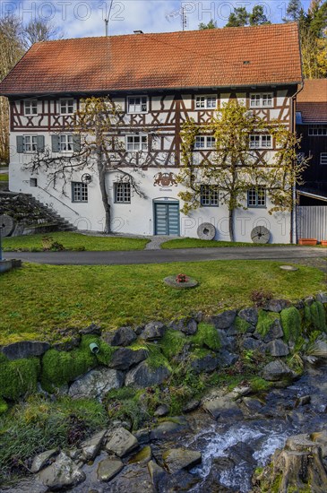 Half-timbered house with espalier trees