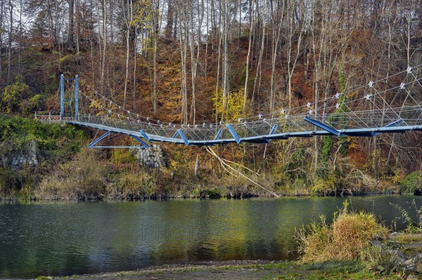 Suspension bridge over the Iller near Fischers near Altusried