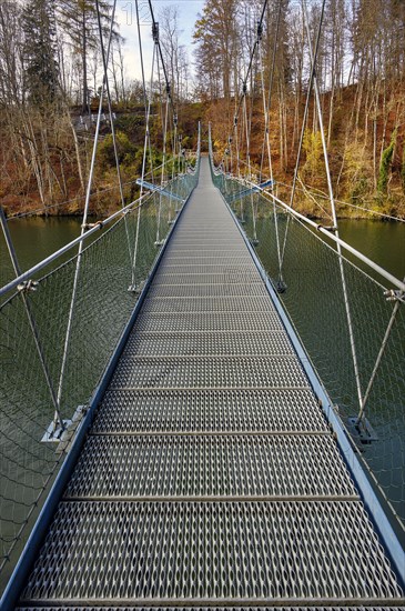 Suspension bridge over the Iller near Fischers near Altusried