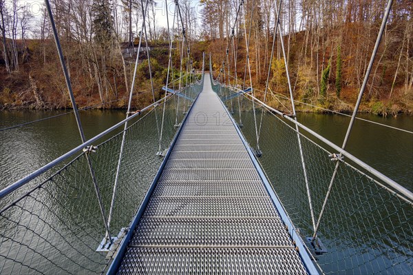 Suspension bridge over the Iller near Fischers near Altusried