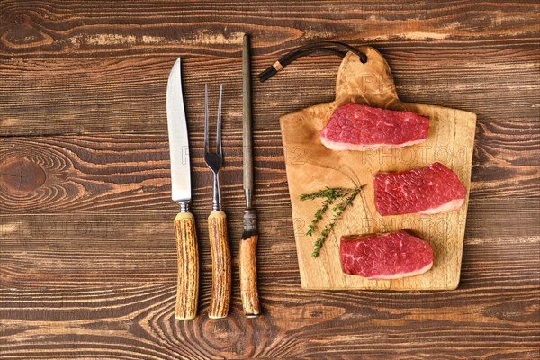 Top view of fresh raw beef brisket flat steak