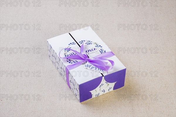 Lavender gift box with ribbon