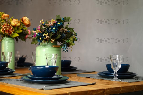 Empty table served for dinner