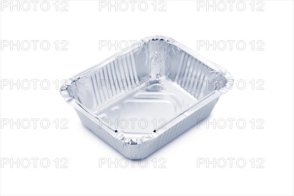 Foil container for hot take away food isolated on white