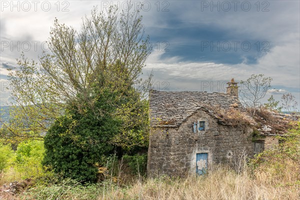 Traditional stone house in cevennes national park. Tarn et Garonne