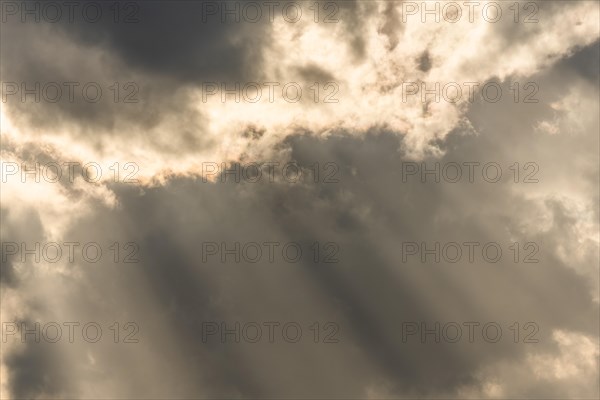 Light rays of the sun's rays through clouds in the morning. Alsace