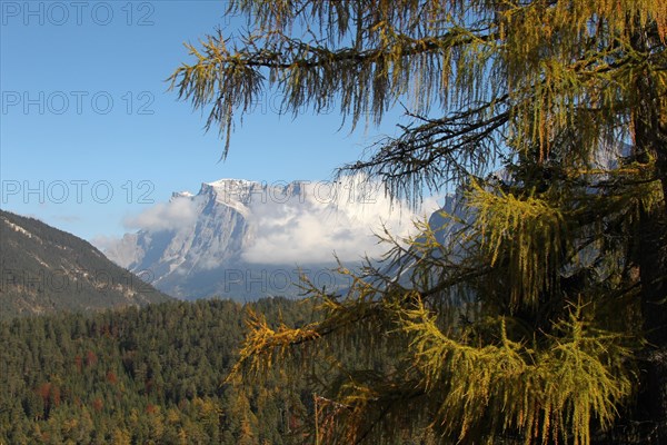 View of the Zugspitze massif in autumn
