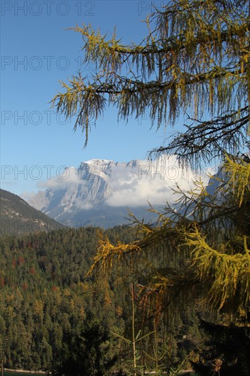 View of the Zugspitze massif in autumn