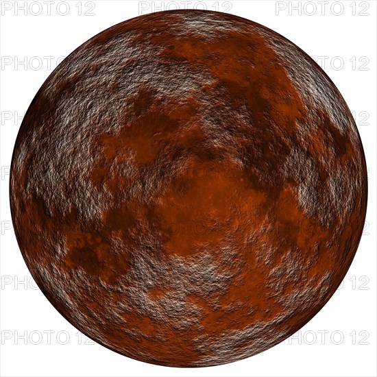 Digitally rendered image of planet mars isolated on white background