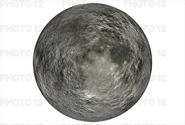Digitally rendered image of planet moon isolated on white background