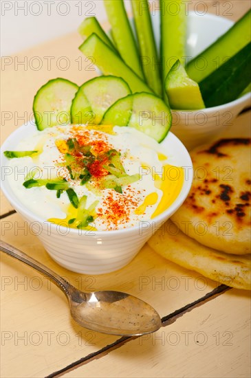 Arab middle east salatit laban wa kh'yar Khyar Bi Laban goat yogurt and cucumber salad