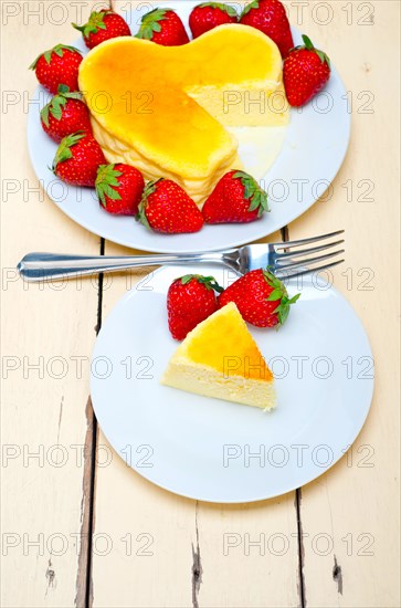 Heart shaped cheesecake with strawberryes ideal cake for valentine day