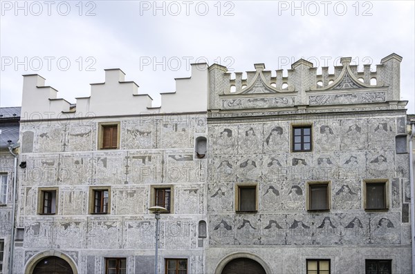 Historical old town with sgraffito houses