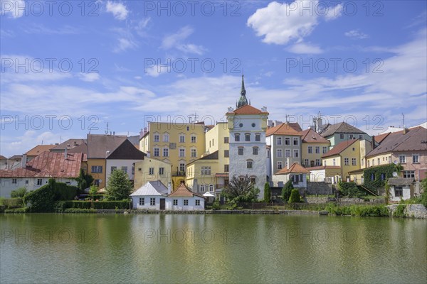 View over pond to old town