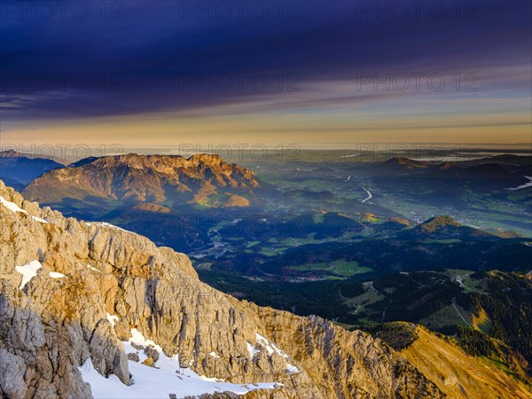 View from the summit of Hoher Goell of the Untersberg and the Salzach Valley